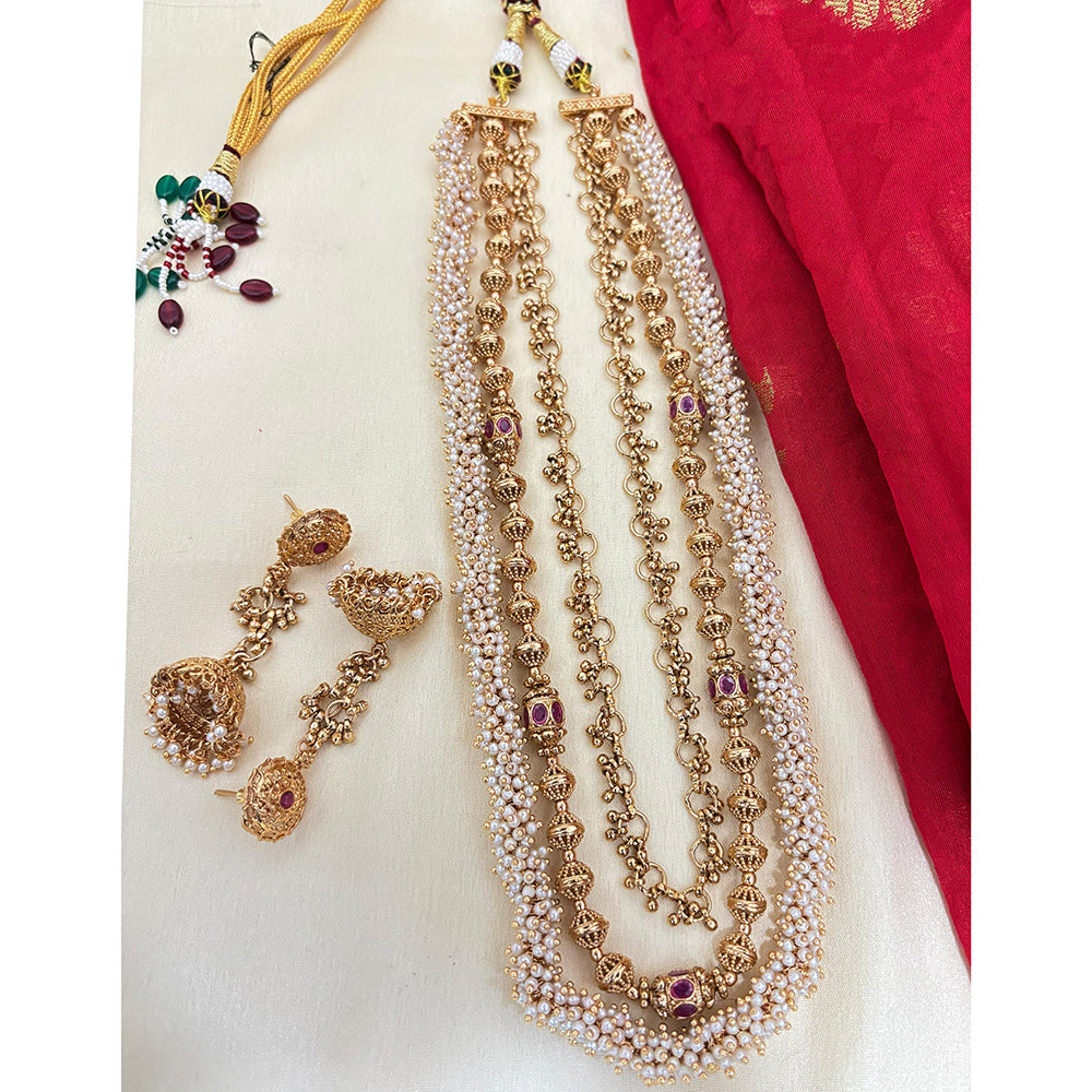 Jewel Addiction Pota Stone And Pearl Elegant Necklace Set
