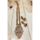 Jewel Addiction South Indian Pota Stone And Pearl Temple Long Necklace Set
