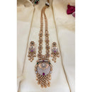 Jewel Addiction Floral Motif Pota Stone And Meenakari Long Set