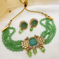 Jewel Addiction Heavy Look Polki Kundan And Beads Choker Necklace Set