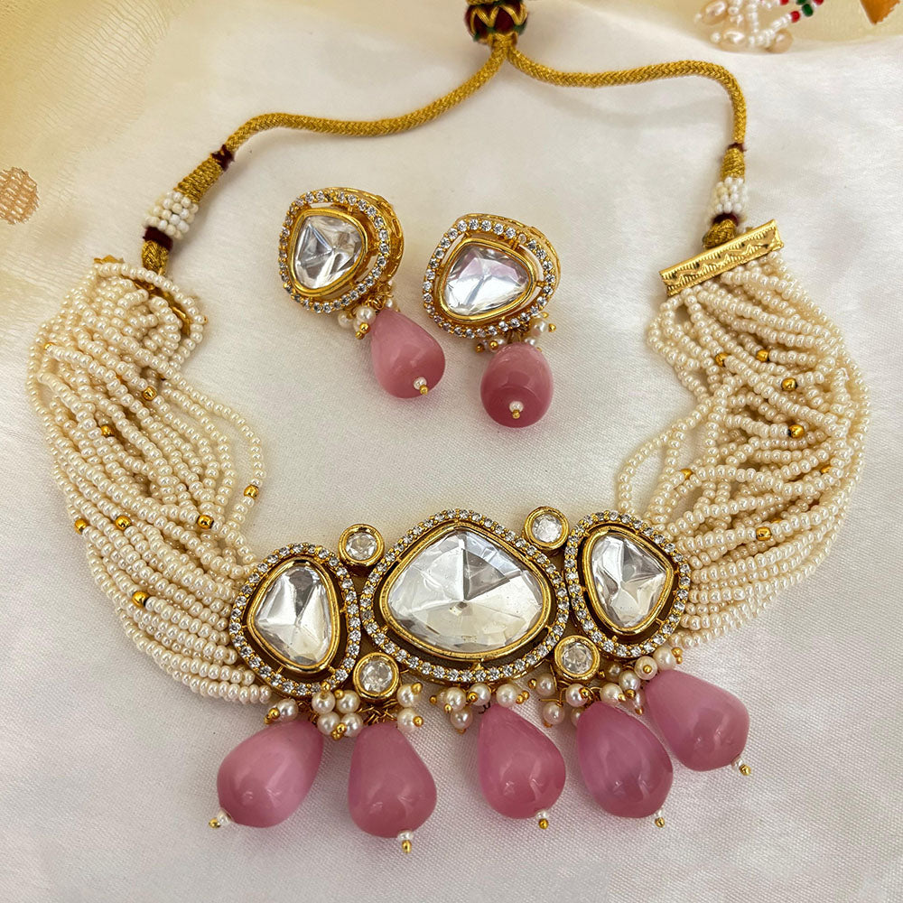 Jewel Addiction Heavy Look Polki Kundan And Beads Choker Necklace Set