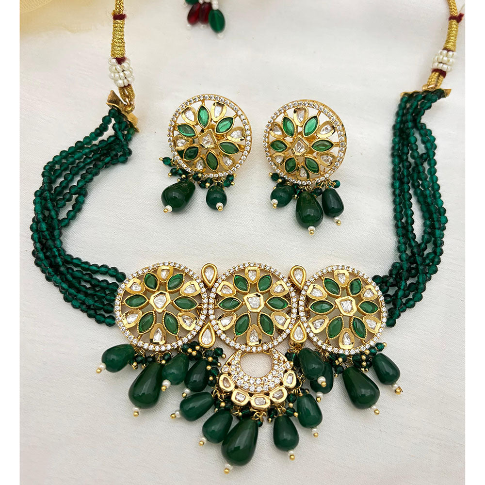 Jewel Addiction Heavy Look Polki Kundan And Beads Choker Necklace Set