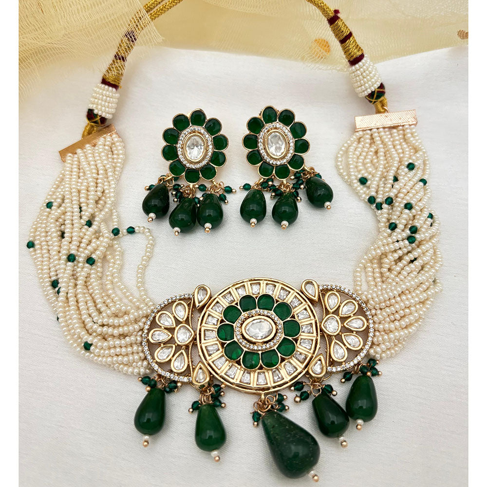 Jewel Addiction Heavy Look Polki Kundan And Beads Choker Necklace Set