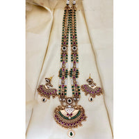 Jewel Addiction Floral Motif Pota Stone And Meenakari Long Set