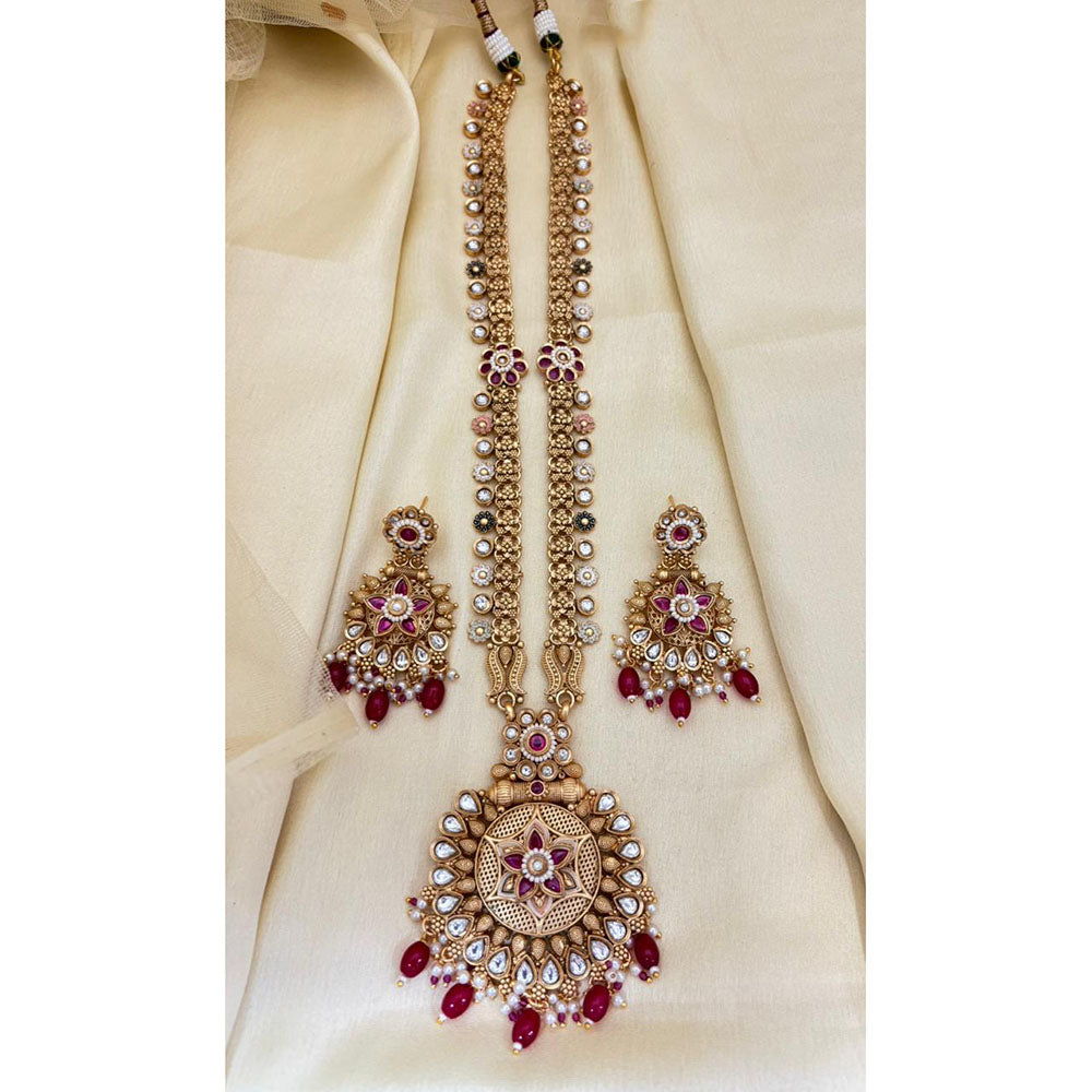 Jewel Addiction Floral Motif Pota Stone And Meenakari Long Set
