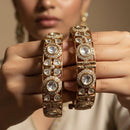 Jewel Addiction Luxury Look Polki Kundan Stone Openable Bangles Set
