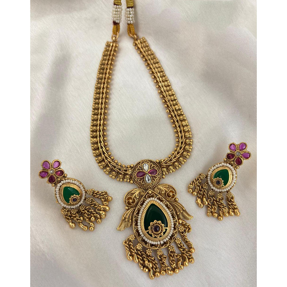 Jewel Addiction Designer Pota Stone and Pearl Elegant Necklace Set