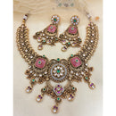 Jewel Addiction  Designer Pota Stone and Pearl Elegant Necklace Set