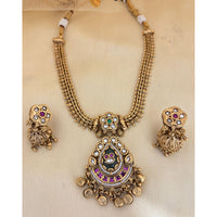 Jewel Addiction  Designer Pota Stone and Pearl Elegant Necklace Set