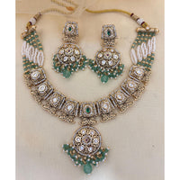 Jewel Addiction  Designer Pota Stone and Pearl Elegant Necklace Set