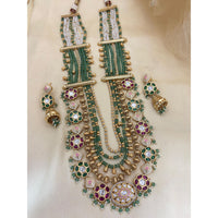 Jewel Addiction  Designer Pota Stone and Pearl Elegant Necklace Set