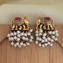 Jewel Addiction Royal Elephant Pota Stone And Pearl Stud Earrings