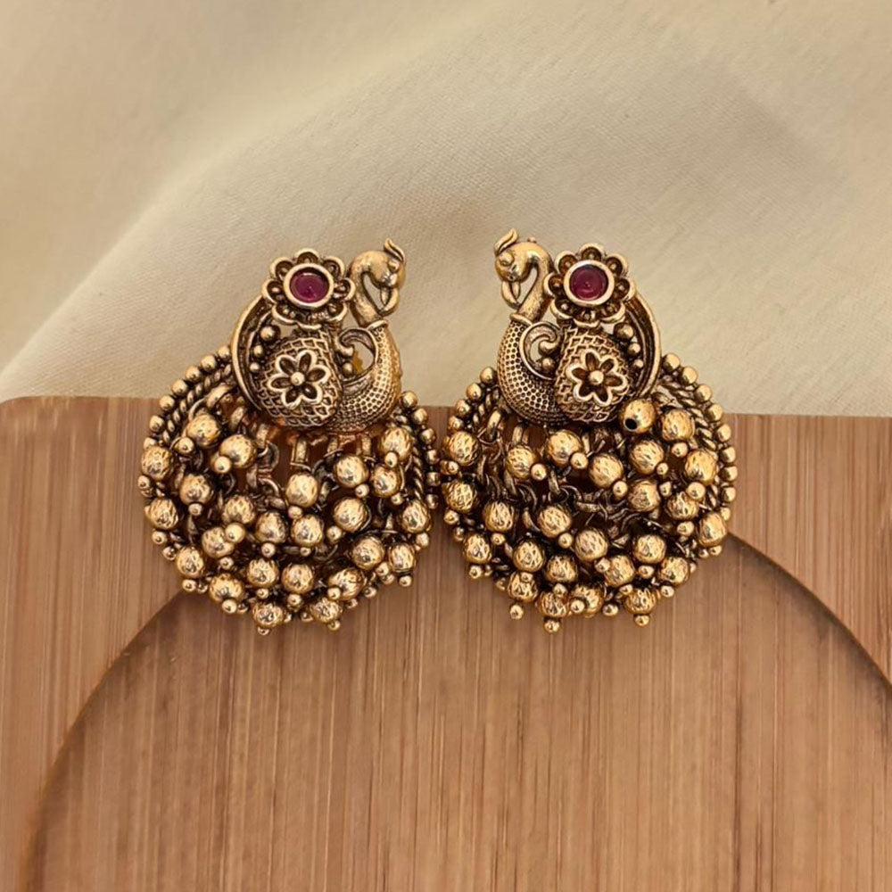 Jewel Addiction Royal Peacock Pota Stone And Pearl Stud Earrings