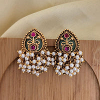 Jewel Addiction Pota Stone And Pearl Cluster Dangler Earrings
