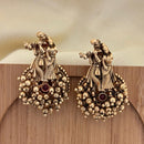 Jewel Addiction Traditional Temple Style Pota Stone And Pearl Dangler Earrings