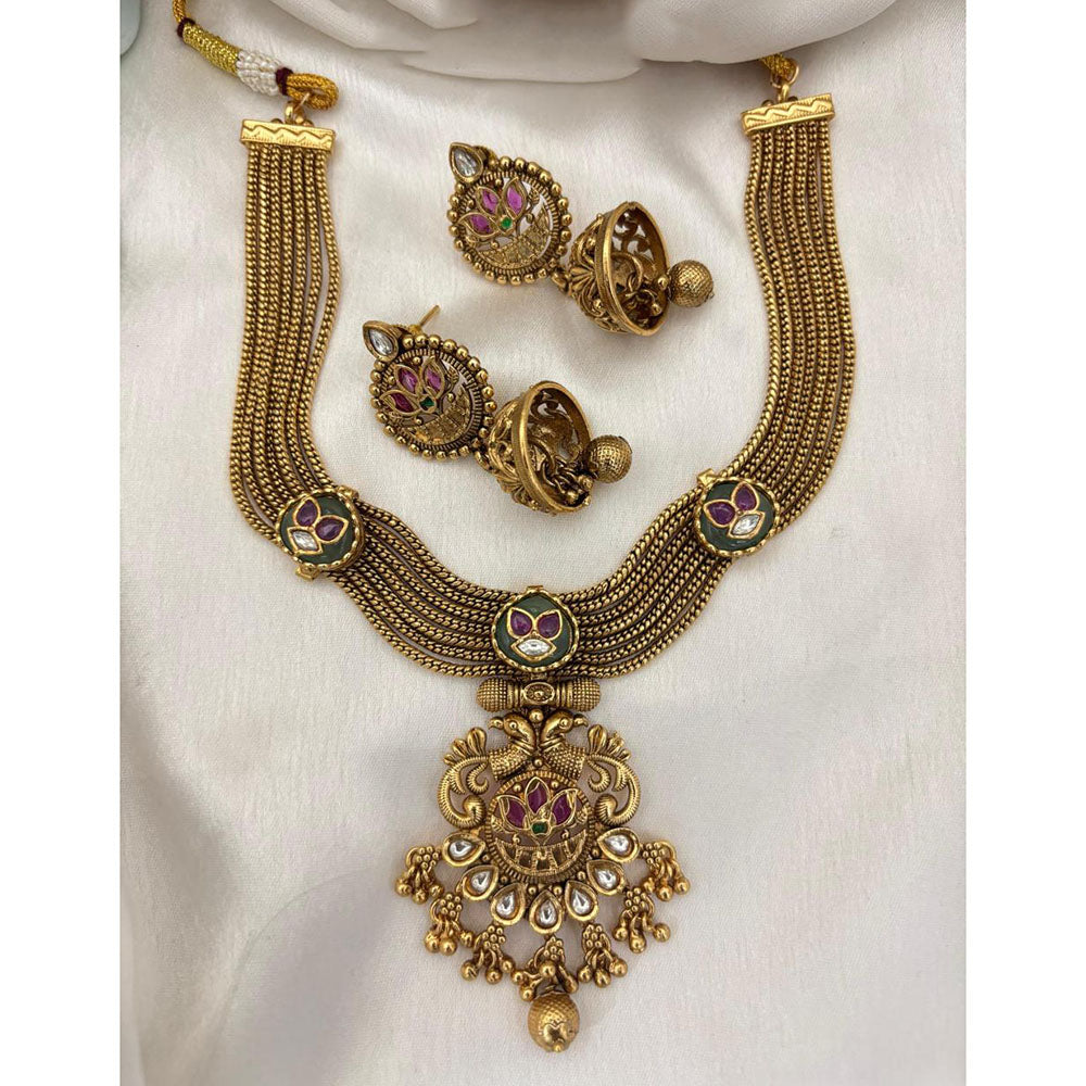 Jewel Addiction Designer Pota Stone And Pearl Necklace Set
