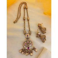 Jewel Addiction Designer Pota Stone And Pearl Long Necklace Set