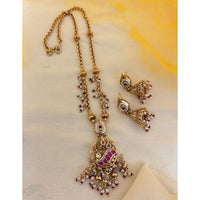 Jewel Addiction Designer Pota Stone And Pearl Long Necklace Set