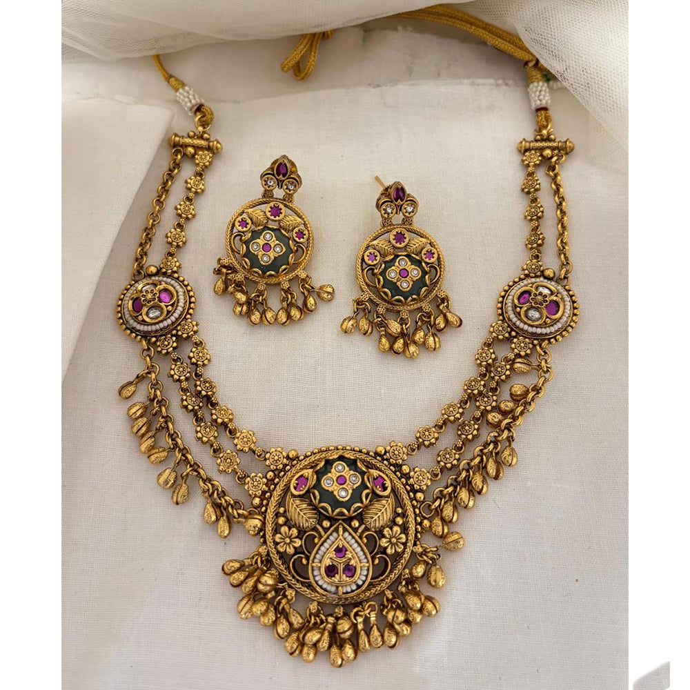 Jewel Addiction Designer Pota Stone And Pearl Necklace Set