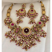Jewel Addiction Designer Pota Stone And Pearl Necklace Set