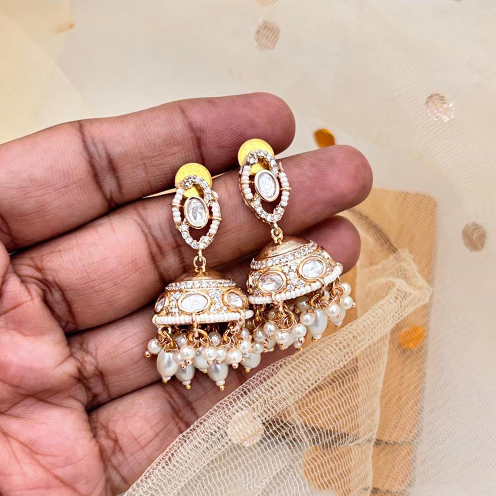 Jewel Addiction Polki Kundan Stone And Pearl Designer Jhumki Earrings