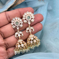 Jewel Addiction Polki Kundan Stone And Beads Designer Jhumki Earrings