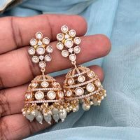 Jewel Addiction Polki Kundan Stone And Beads Designer Jhumki Earrings