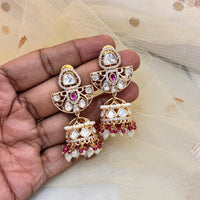 Jewel Addiction Polki Kundan Stone And Pearl Designer Jhumki Earrings