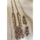 Jewel Addiction Ethnic Pota Stone And Pearl Long Necklace Set 