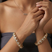 Jewel Addiction Designer Polki Kundan Stone Bangle Set