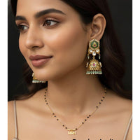 Jewel Addiction Designer Pota Stone And Pearl Jhumki Earrings