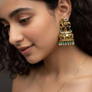 Jewel Addiction Designer Pota Stone And Pearl Elephant Jhumki Earrings