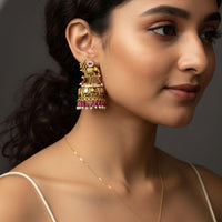 Jewel Addiction Designer Pota Stone And Pearl Elephant Jhumki Earrings