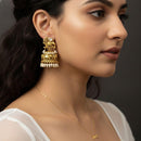 Jewel Addiction Designer Pota Stone And Pearl Elephant Jhumki Earrings