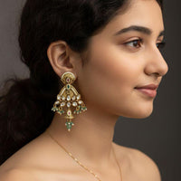 Jewel Addiction Designer Pota Stone And Pearl Dangler Earrings