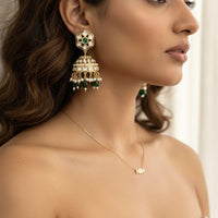 Jewel Addiction Polki Kundan Stone And Beads Designer Jhumki Earrings
