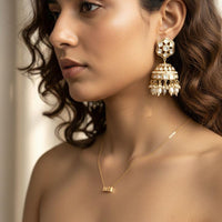 Jewel Addiction Polki Kundan Stone And Beads Designer Jhumki Earrings