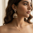 Jewel Addiction Polki Kundan Stone And Beads Designer Jhumki Earrings