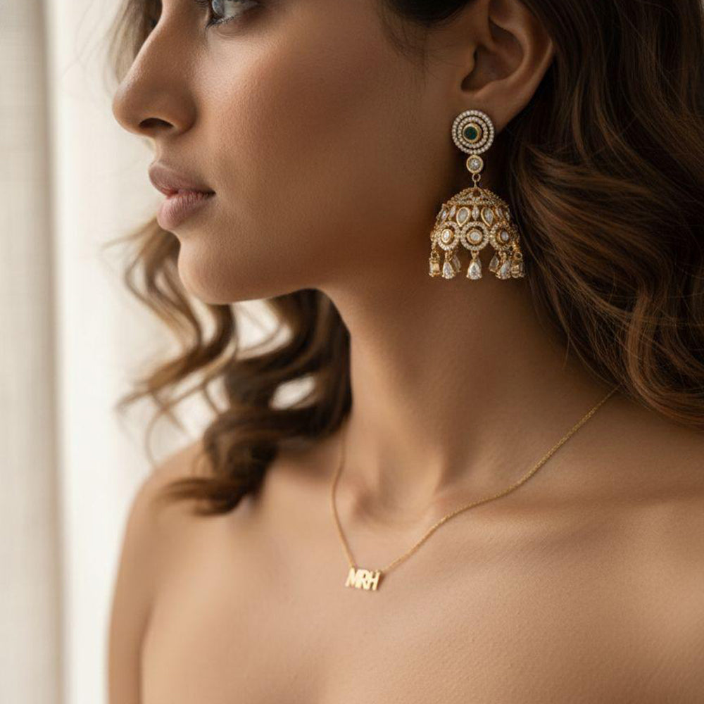 Jewel Addiction Polki Kundan Stone And Beads Designer Jhumki Earrings