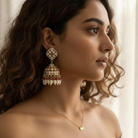 Jewel Addiction Polki Kundan Stone And Beads Designer Jhumki Earrings