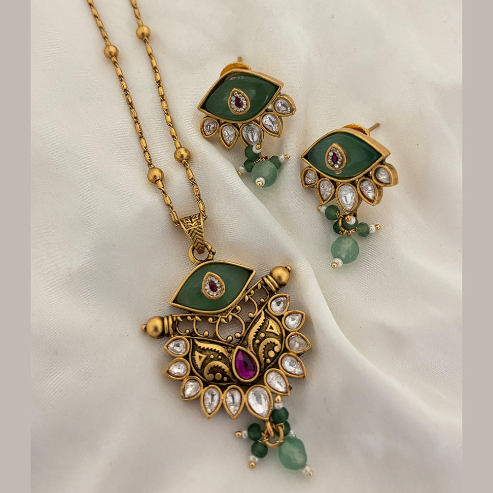 Jewel Addiction Pota Stone And Pearl Designer Pendant Set
