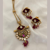 Jewel Addiction Pota Stone And Pearl Designer Pendant Set
