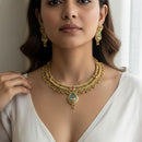 Jewel Addiction Premium Pota Stone And Pearl Necklace Set