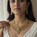 Jewel Addiction Premium Pota Stone And Pearl Necklace Set