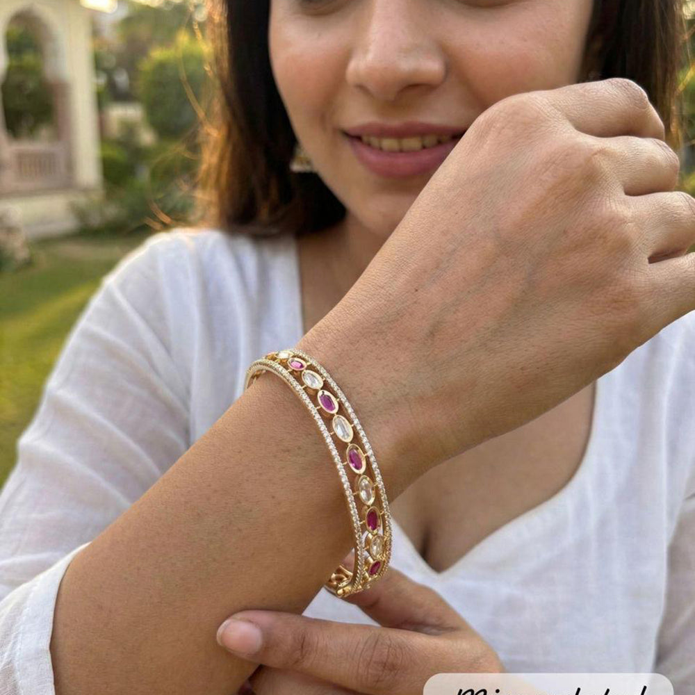 Jewel Addiction Designer Polki Kundan Stone Bangles Set