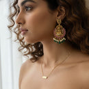 Jewel Addiction Ethnic Designer Pota Stone Beads And Pearl Temple Dangler Earrings