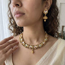 Jewel Addiction Premium Pota Stone Beads And Pearl Necklace Set
