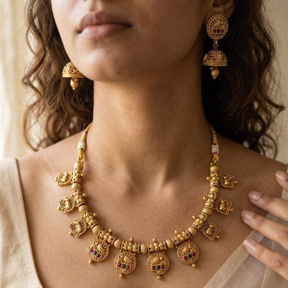 Jewel Addiction Premium Pota Stone Beads And Pearl Necklace Set