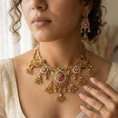Jewel Addiction Premium Pota Stone Beads And Pearl Necklace Set