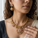 Jewel Addiction Premium Pota Stone Beads And Pearl Necklace Set